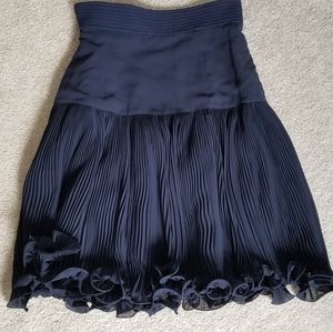 Navy ruffle pleated skirt